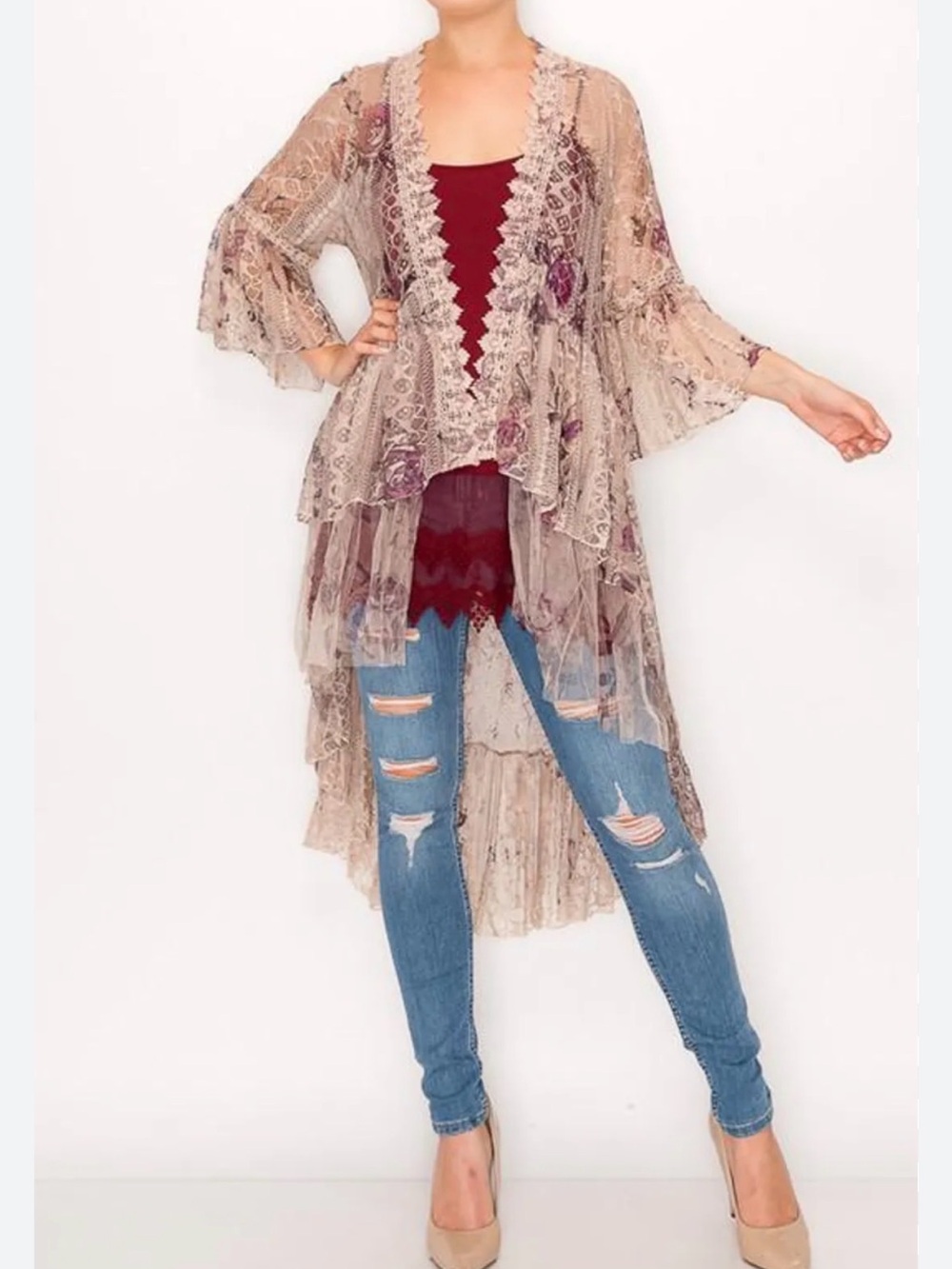 Origami - lace floral duster